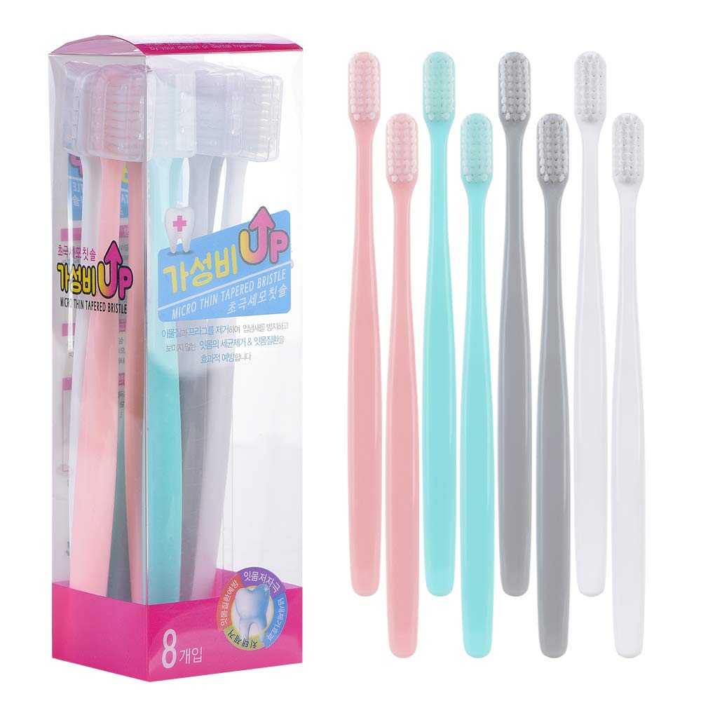 BRUSHLINE Ultra Soft Toothbrushes with Tapered Bristles, 8 Pack