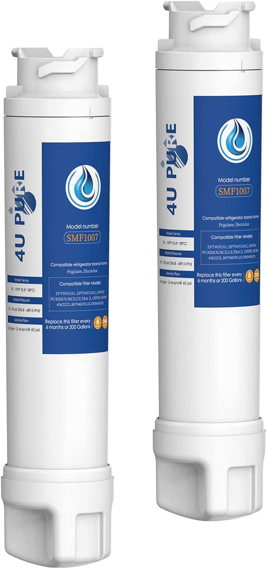 EPTWFU01 Water Filter, Replacement for Frigidaire EPTWFU01, ur Sur Ultra 2, EWF02, 012505454226 Refrigerator Water Filter, Pack of 2