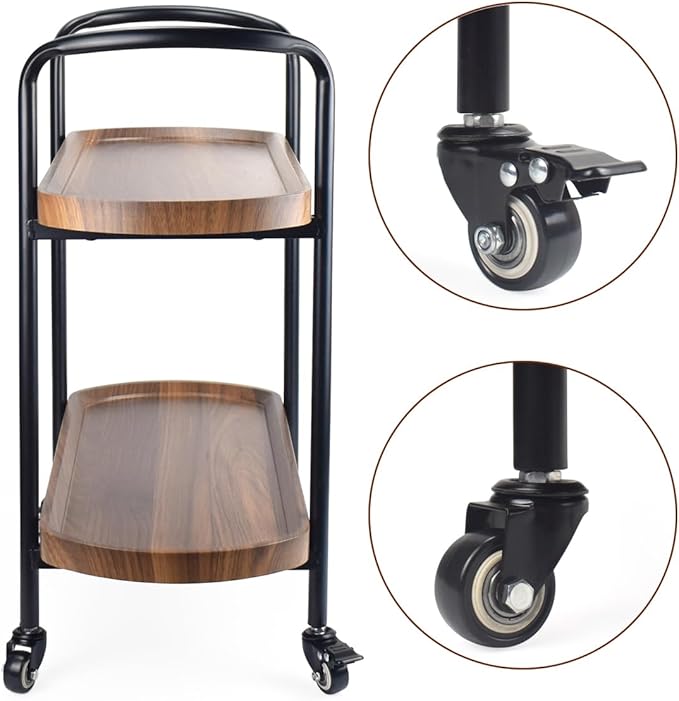 ZIIYAN 1.5 inch Stem Caster Wheels, Black Threaded Stem Caster Wheel?M6 x 15mm PU No Noise Swivel Castors with 360 Degree Rotation, Pack of 4 (One with Brake)
