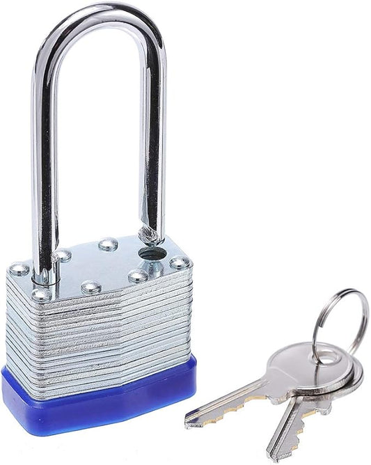 Laminated Steel Key Lock, 1-9/16 in. Wide Body, 2 Padlocks Keyed Alike,Long Shackle