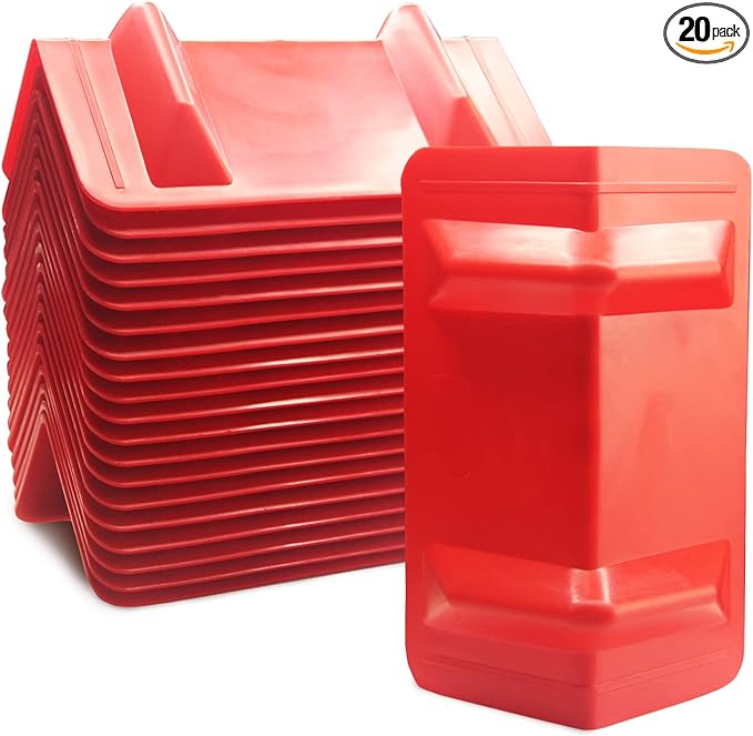 ENJ 20 Pack Flatbed Edge Protectors for Cargo Loads Corner Protectors Flatbed Used Together with Webbing to Protect Cargo, Red