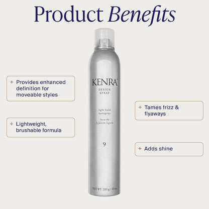 Kenra Design Spray 9 | Light Hold Hairspray | Tames Frizz & Flyaways | Lightweight, Brushable Formula | All Hair Types
