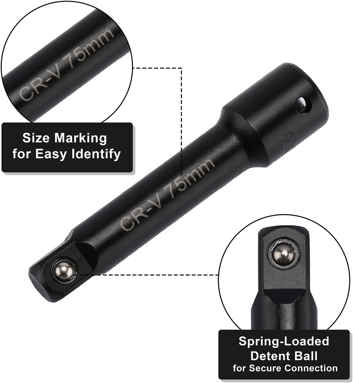 1/4",3/8",1/2" Drive Extension Bar Set, CR-V, 9 Pieces Socket Extension Bars for Narrow and Deep Areas