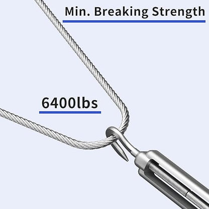 LuckIn 14" Stainless Steel Cable, Thickened 14 Steel Cable 200ft, 7x19 Strand 14 Aircraft Cable for Yard, Zipline Cable, Stainless Cable for Deck Railing, 6400lbs Breaking Strength