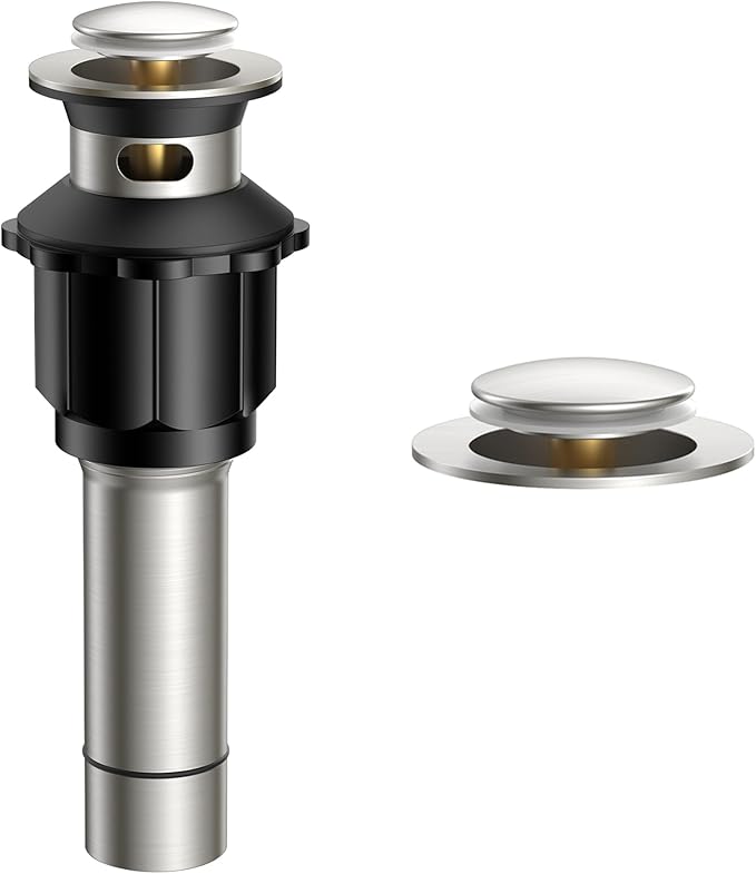 FORIOUS Bathroom Sink Drain with Overflow, Pop Up Drain Assembly with Detachable Basket Stopper, Anti-Explosion and Anti-Clogging Drain Strainer, 304 Stainless Steel, Brushed Nickel