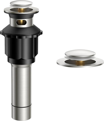 FORIOUS Bathroom Sink Drain with Overflow, Pop Up Drain Assembly with Detachable Basket Stopper, Anti-Explosion and Anti-Clogging Drain Strainer, 304 Stainless Steel, Brushed Nickel