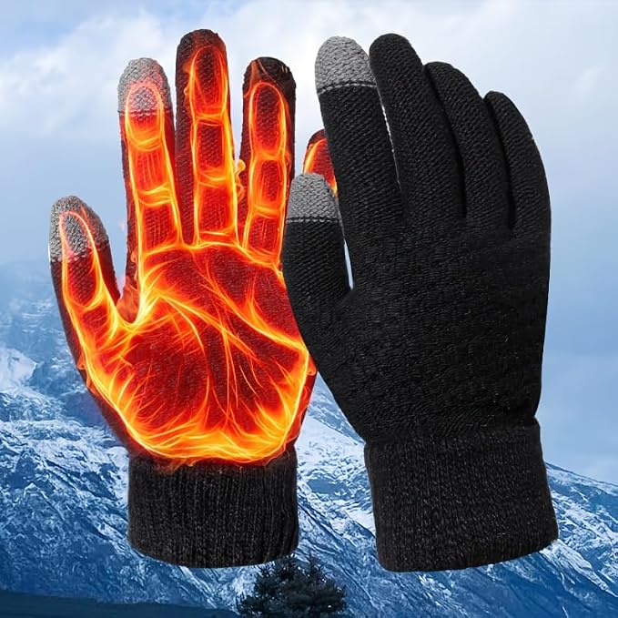 A pair of winter outdoor touchscreen gloves for driving and cycling, writing and office use