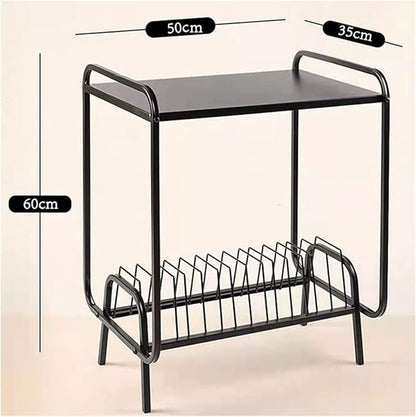 Record Storage ShelfHolder Wrought Iron Storage Rack CD Rack Vinyl Record Album Magazine Book Rack Floor Stand Display Shelf Record Rack DVDCD Rack
