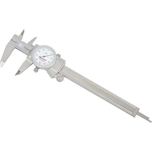 Starrett 1202-6 Dial Caliper, Stainless Steel, White Face, 0-6" Range, -0.001" Accuracy, 0.001" Resolution