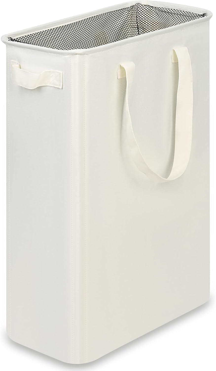 efluky Slim Laundry Basket, Narrow Laundry Hamper with Handles, Collapsible Dirty Clothes Hamper, Tall Laundry Bin for Laundry Room, Dorm and Bedroom, 12.7 Gallons(48L) Beige