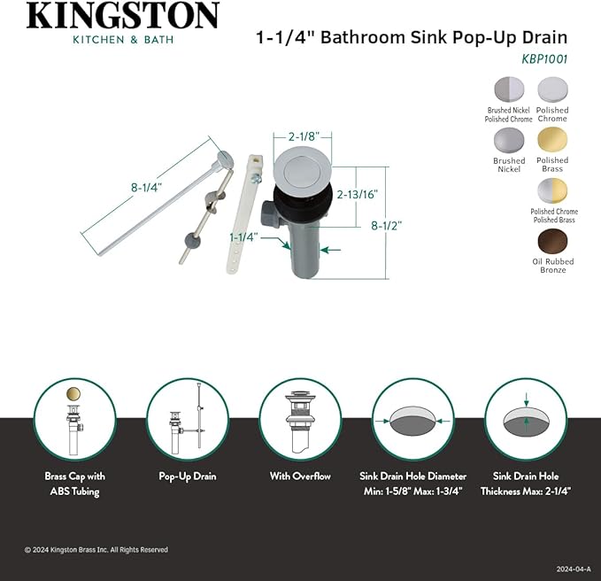 Kingston Brass KBP1005 Bathroom Sink Drain, Oil Rubbed Bronze
