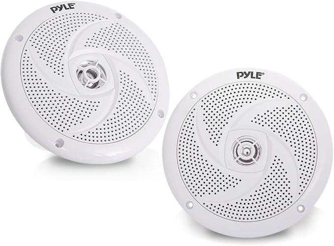 Pyle Marine Speakers - 6.5 Inch 2 Way Waterproof and Weather Resistant Outdoor Audio Stereo Sound System with 240 Watt Power and Low Profile Slim Style - 1 Pair - PLMRS6W (White)