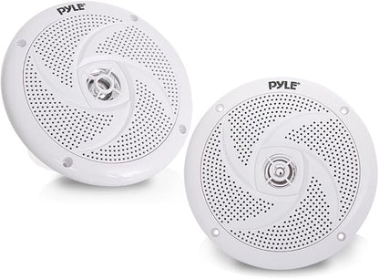 Pyle Marine Speakers - 6.5 Inch 2 Way Waterproof and Weather Resistant Outdoor Audio Stereo Sound System with 240 Watt Power and Low Profile Slim Style - 1 Pair - PLMRS6W (White)