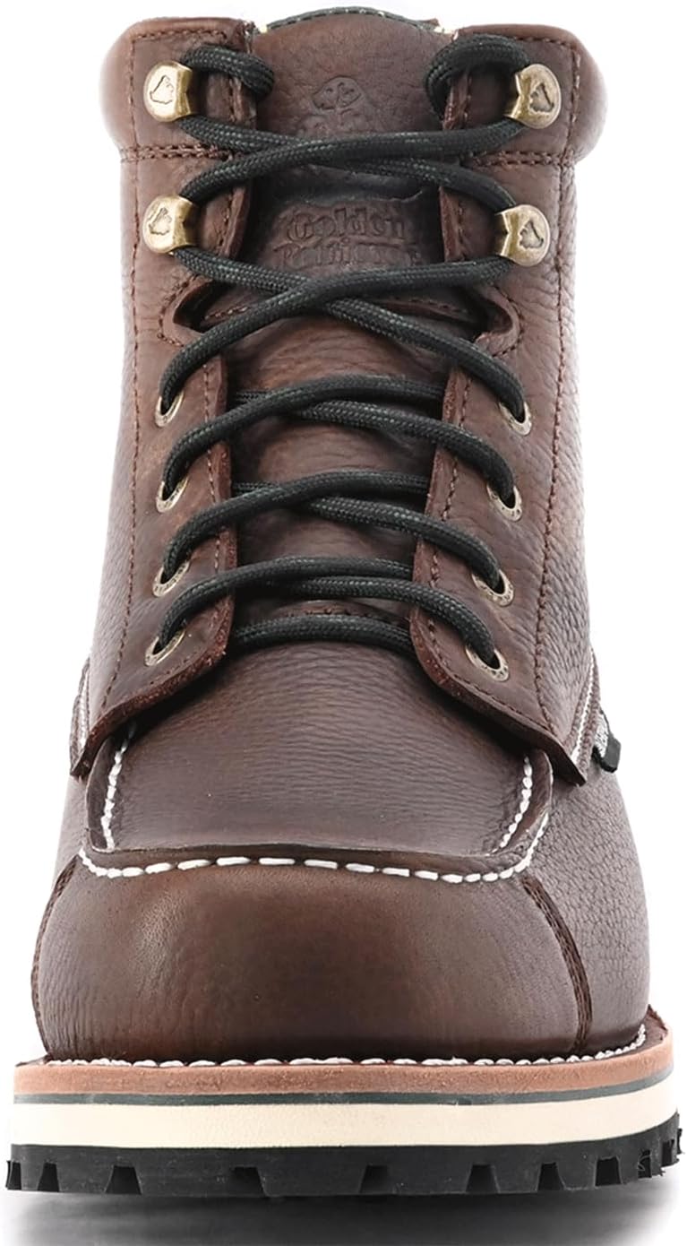 Men’s Outdoor Boots, Moc Toe Wedge Sole, Nubuck Leather, Oil & Slip Resistant, EH Safety Work Boots