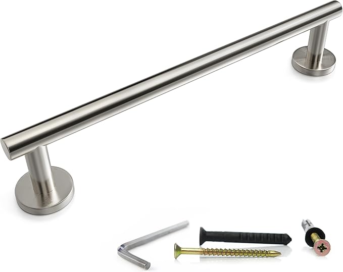 Brushed Nickel Towel Bar 16 Inch  Heavy Duty Stainless Steel SUS304 Towel Holder Rack for Bathroom, Kitchen, Bedroom Wall Mounted - Single Layer Shower Towel Hanger Rod