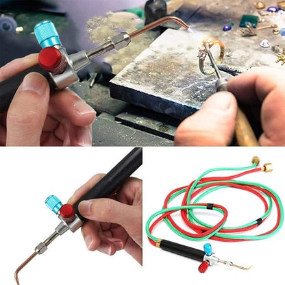 Mini Oxygen Torch Kit, Micro Oxygen AcetyleneButane Gas Welding Torch with 5pc Tips for Jewelry Repair