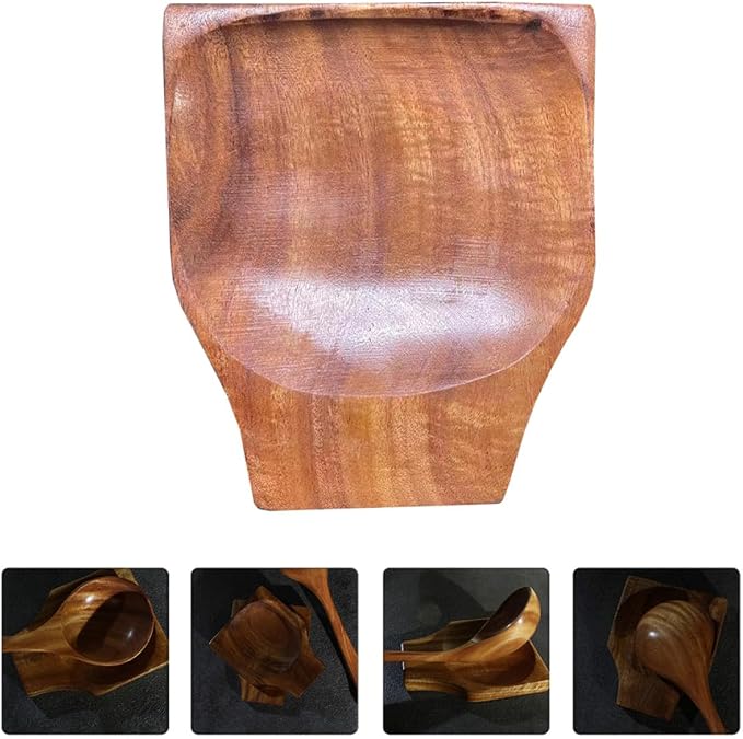 Ipetboom Wood Spoon Holder Premium Smooth Wooden Spoon Rest for Kitchen Countertop Utensil Stand Practical Cooking Accessory for Home Restaurants and Dining