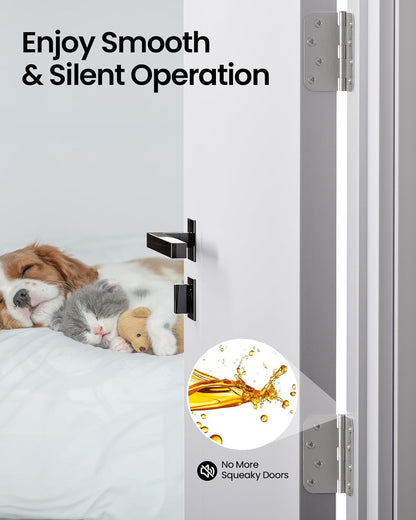 4" X 4" Nickel Door Hinges – 6 Pack Brushed Nickel Door Hinges with 5/8" Radius, Rounded Interior Heavy Duty 4 Inch Exterior & Front Door Hinge for Residential Use (Minor cosmetic scratches. Screws not included)