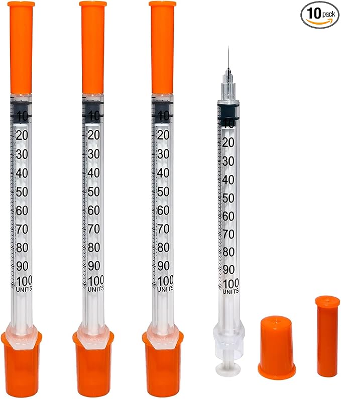 1ml Syringes with Needle, Syringe 1mlcc Needles 30G 516 Inch, Individually Wrapped ,Pack of 10