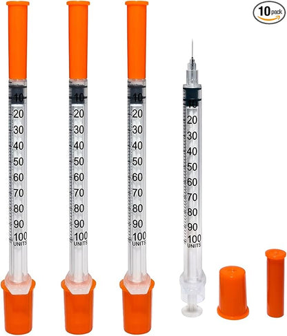 1ml Syringes with Needle, Syringe 1mlcc Needles 30G 516 Inch, Individually Wrapped ,Pack of 10