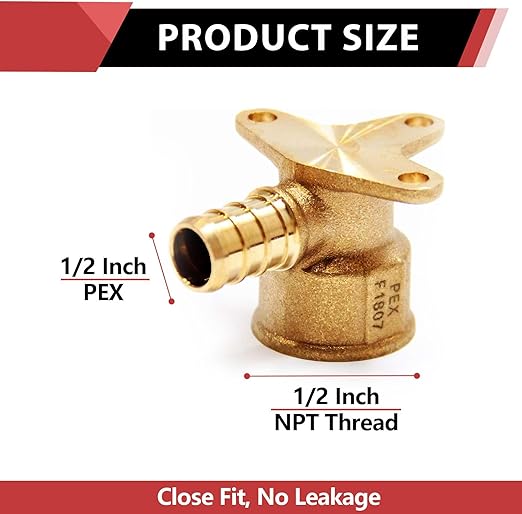 (Pack of 10) EFIELD Pex Drop-Ear Elbow Brass Crimp Fitting 1/2 Inch x 1/2 Inch Female NPT, ASTM F1807