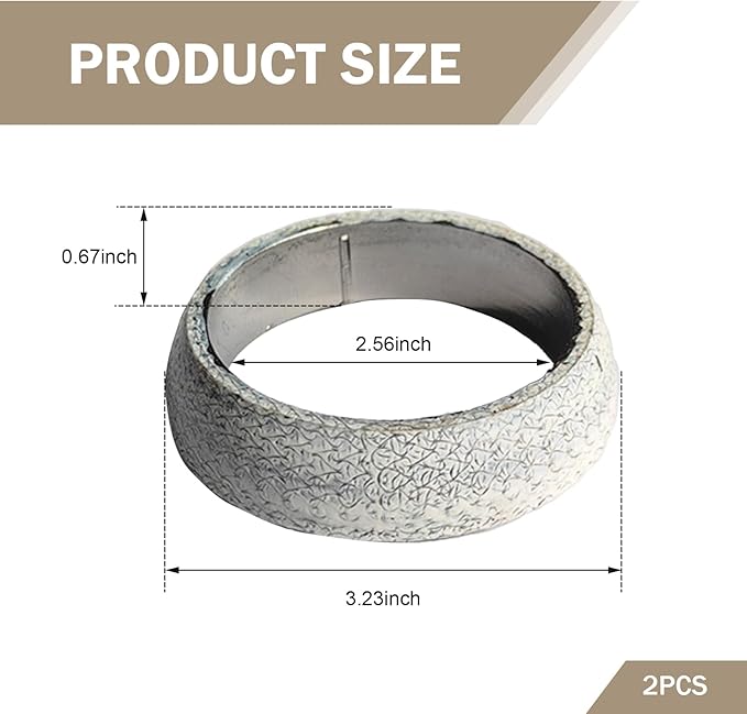 2PCS Exhaust Manifold Gasket, 2.5inch Sealed Exhaust Manifold Gasket, Prevent Leaking Between Exhaust Pipe and Exhaust Manifold, Universal Replacement Donut Gasket