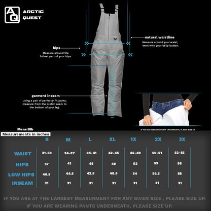 Arctic Quest Mens Insulated Snow and Ski Bib Overalls Snow Pants Snowboard Mens Overalls for Fishing, Hunting, Snowmobiling
