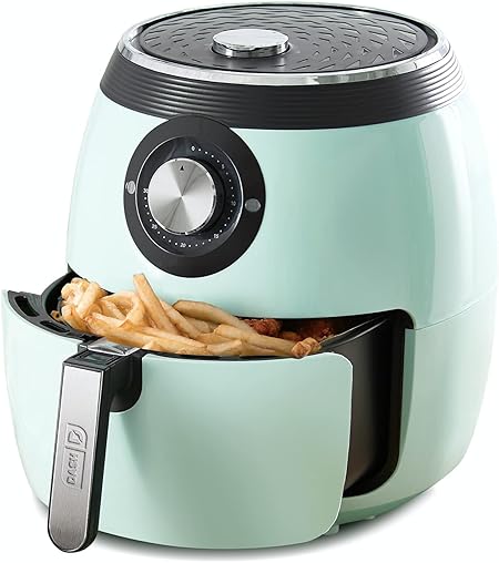 DASH Deluxe Electric Air Fryer  Oven Cooker with Temperature Control, Non-stick Fry Basket, Recipe Guide  Auto Shut Off Feature, 1700-Watt, 6 Quart - Aqua