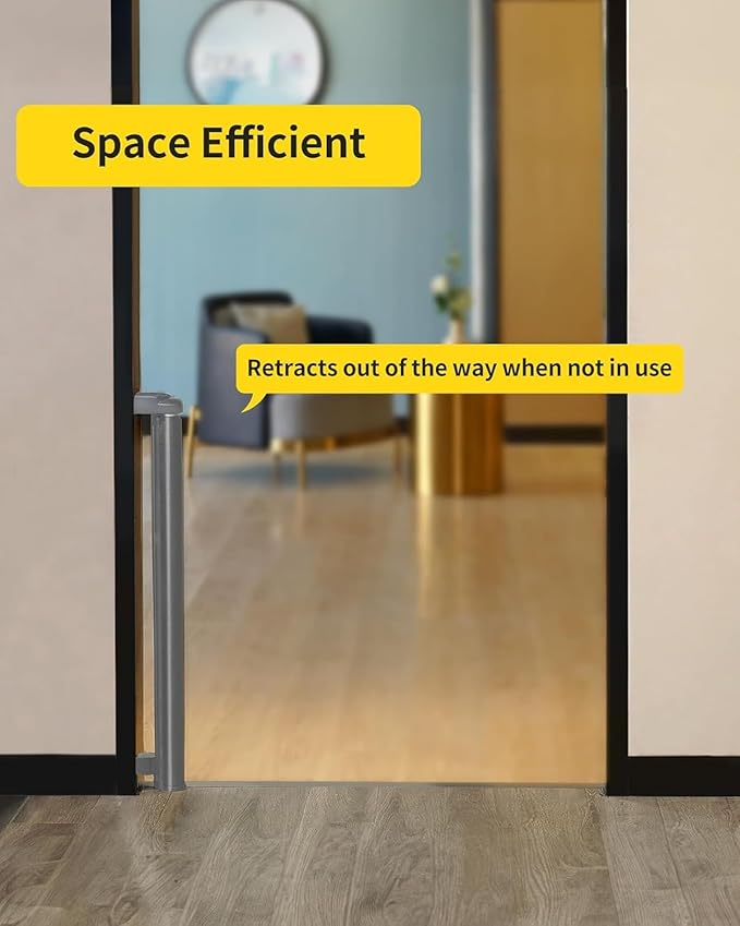 dearlomum Retractable Baby Gate,Mesh Baby Gate or Mesh Dog Gate,33" Tall,Extends up to 71" Wide,Child Safety Gate for Doorways,Stairs,Hallways,IndoorOutdoor(Grey,33"x71")