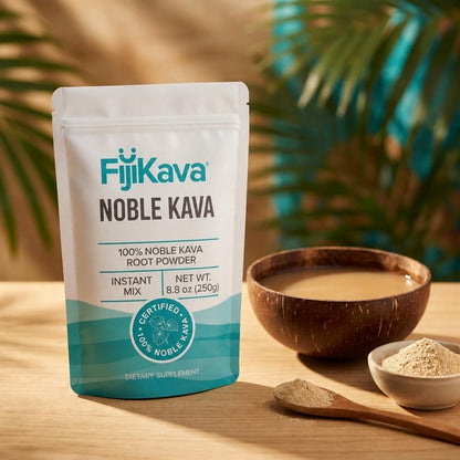 FijiKava Instant Kava Kava Powder 250g – Premium Kava Root Powder with High Kavalactone Content – Natural Relaxation Aid for Calmness, Stress Relief, and Sleep Support – Easy-to-Mix