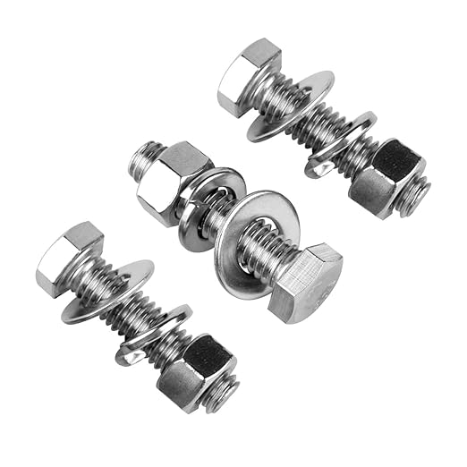 6Sets 38-16 x 1-14" Hex Head Bolts Screws with Hex Nuts and Thick Flat  Lock Washers, 304 Stainless Steel, UNC Coarse Thread, Silver Finish