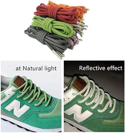 VASGO Iron Head Round Shoe Laces Reflective for Sneakers 10 Different Lengths 12 Colors