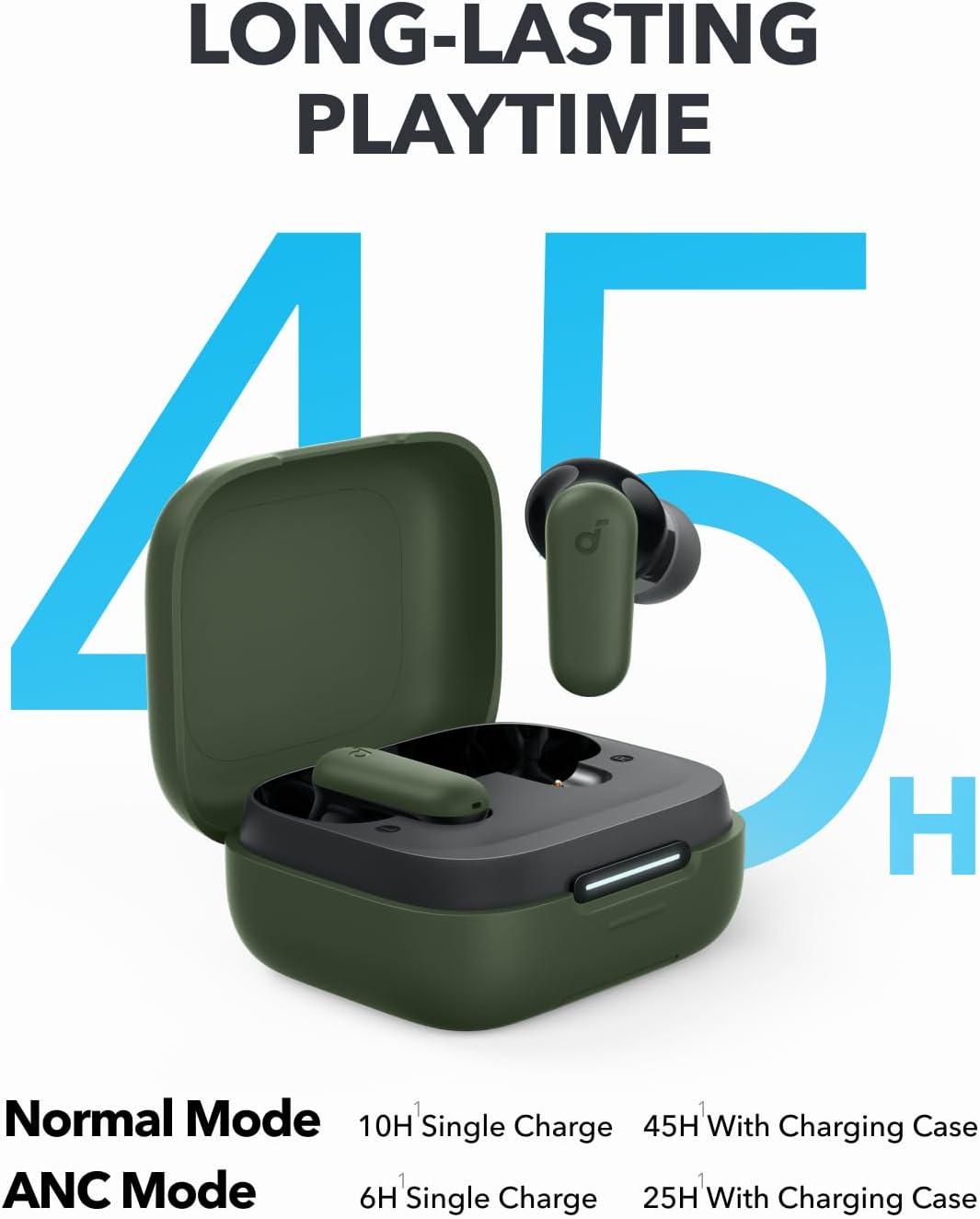 P30i by Anker Noise Cancelling Earbuds, Strong and Smart Noise Cancelling, Powerful Bass, 45H Playtime, 2-in-1 Case and Phone Stand, IP54, Wireless Earbuds, Bluetooth 5.4 (Green)