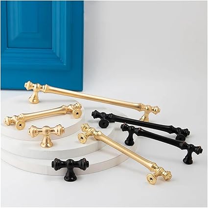 YEJIANGHUA Zinc Alloy Cabinet Door Handles Gold Black Knobs Antique Drawer Pulls Vintage Kitchen Cupboard Handle Wardrobe Pull Hardware Natural(Black-192mm)