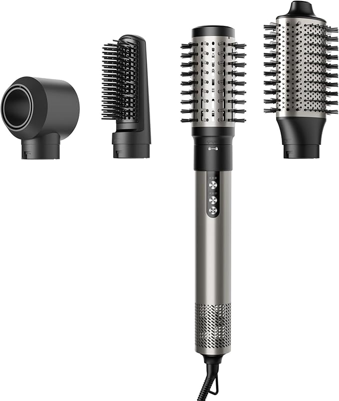 7MAGIC Hair Dryer Brush  Styler, 110,000 RPM, High-Speed Ionic Hair Dryer, Multi-Function, Professional Blow Dryer Brush for Curling, Volumizing, Straightening, and Styling, Silver