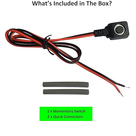 12V 24V Momentary Push Button Switch, 0.5M Pre-Wired Cable and Double-Sided Tape for Easy Installaton