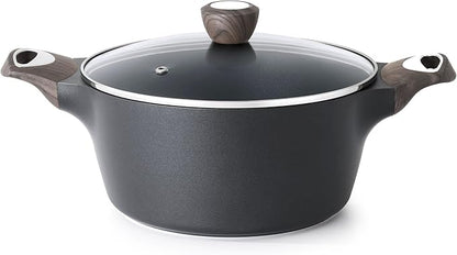 SENSARTE Nonstick Stock Pot with Lid, 2.64.56.6 QT Soup Pot Casserole Pot, Healthy Pasta Pot, Large Deep Cooking Pot, Big Sauce Pot Stew Pot, Induction Compatible, PFOA PFOS APEO Free, Black