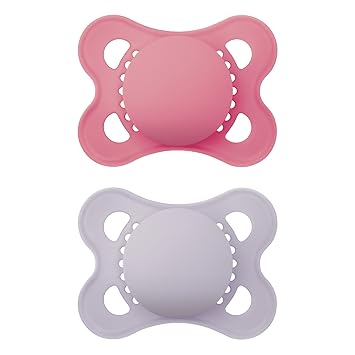 MAM Original Matte Baby Pacifiers, Binky for Girls 0-6 Months, BPA-Free Silicone Nipple, Easy to Clean, Best for Newborn Babies, Developed with Medical Experts, 2 Count Binkies with Sterilizer Case