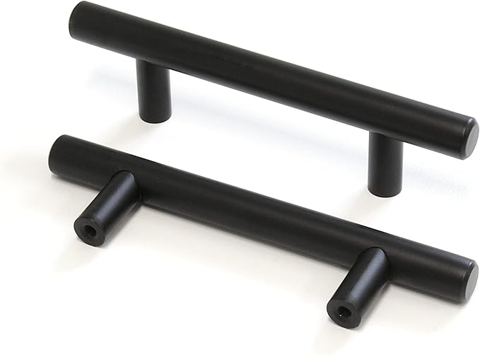 RCH Hardware HD-SS002-76 Solid Stainless Steel Modern Cabinet Drawer Handle Pull, 3 Inch, Black (4 Pack