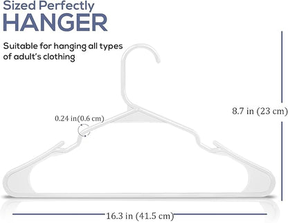 Utopia Home Plastic Hangers 50 Pack - Perfect for Clothes Hangers Space Saving - Durable and Strong Coat or Pant Hangers for Closet Organizers and Storage with Shoulder Grooves (White)