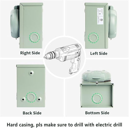 30 AMP Generator Inlet, NEMA L14-30P Power Inlet Box, 4-PRONG Waterproof Generator Power Inlet Box