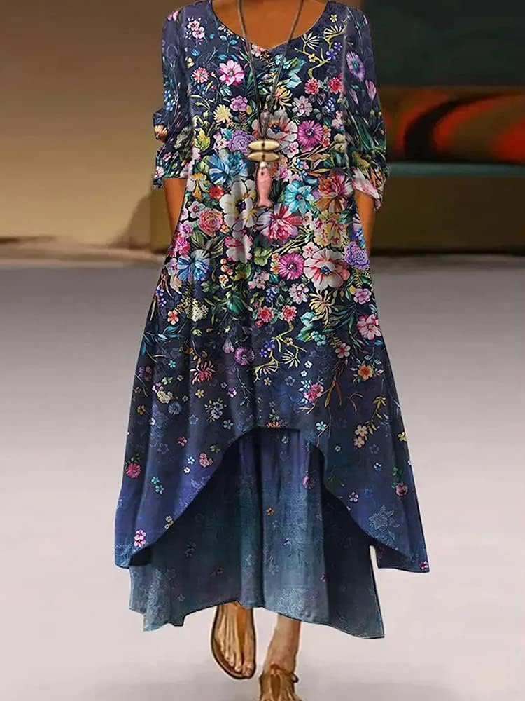 GADSUVI Women Plus Size Floral Loose Long Maxi Dress Oversized Bohemian Summer Caftan Beach Dress