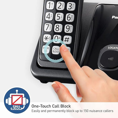 Panasonic Cordless Phone System, Expandable Home Phone with Call Blocking, Bilingual Caller ID and High-Contrast Display, 1 Handset - KX-TGD610B (Black)
