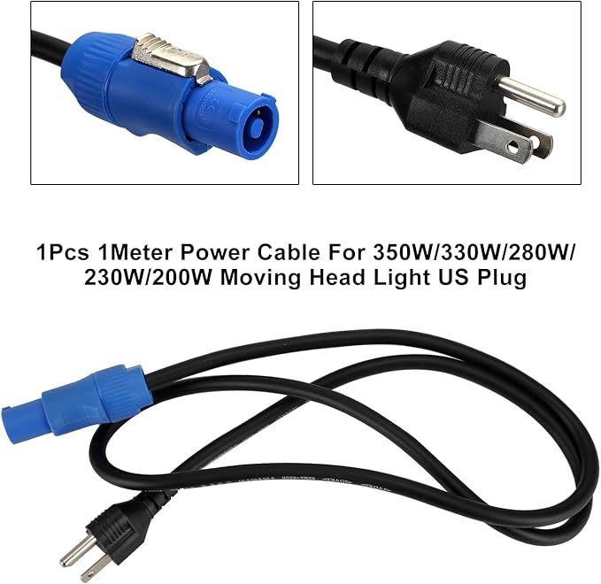 1Meter Power Cable For 350W, 330W, 280W, 230W, 200W Moving Head Light US Plug (1Pcs)