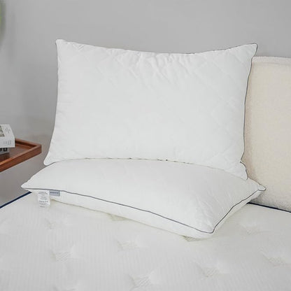 Acanva Cooling Bed Pillows for Sleeping 2 Pack, Luxury Hotel Quality Shredded Memory Foam Filling with Breathable Cover for Side Back and Stomach Sleepers, Standard Size, White 2 Count