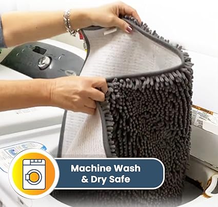 Muddy Mat Shown on TV  Super Absorbent Microfiber Dog Door Mat for Muddy Paws, Non-Slip Washable Pet Rug, Quick Dry Chenille Entryway Carpet, Machine Washable Indoor Outdoor mat, Grey 30"x19"
