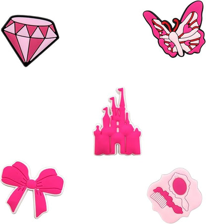25 Pcs Shoe Charms, Cute Shoe Accessories Charms for Teens Kids Adults, Aesthetic Shoe Decoration Charms for Clog Slides Sandals, Pink Party Favors
