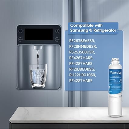 Waterdrop DA29-00020B Replacement for Samsung Water Filter HAF-CINEXP, DA29-00020B, HAF-CIN, DA29-00020B-1, RF28HMEDBSR, RF263BEAESR, RS25J500DSR, RF263TEAESG, HDX FMS-2, DA97-08006A-1, 1 Filter