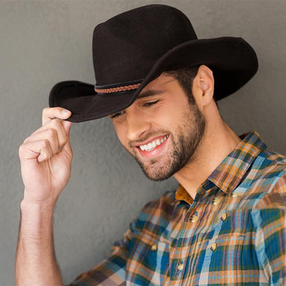 CRASPIRE Cowboy Hat Band Imitation Leather Braided Black Adjustable Western Hat Belt Replacement Hat Accessories for Fedora Cowboy Straw Western Straw Hat