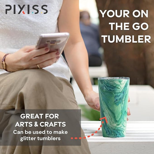 Pixiss 16 oz Stainless Steel Coffee Tumbler - Insulated Travel Mug with Lid - Hot  Cold Drinking Cups for Coffee On the Go - BPA Free Lid - Vacuum Insulated Tumbler